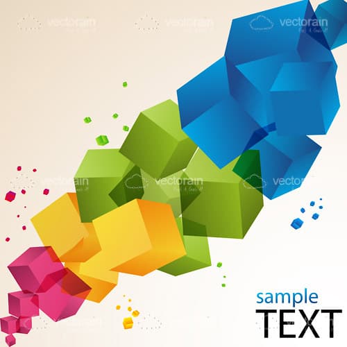 Abstract Geometric Background with Multicolor Cubes and Sample Text
